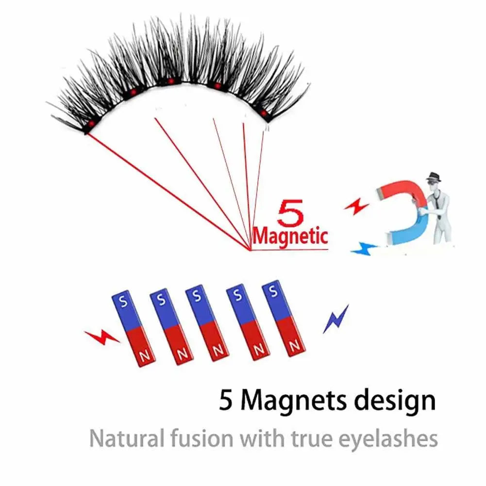3D Natural Magnetic Eyelashes,With 5 Magnetic Lashes Shipping Box Eyelashes Handmade False Gift Reusable Support Drop Magne T6N2 - Merit Sell