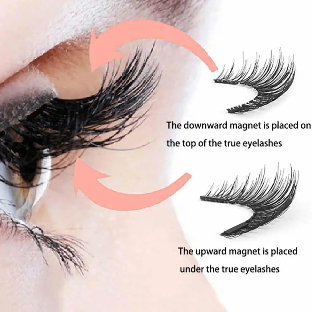 3D Natural Magnetic Eyelashes,With 5 Magnetic Lashes Shipping Box Eyelashes Handmade False Gift Reusable Support Drop Magne T6N2 - Merit Sell