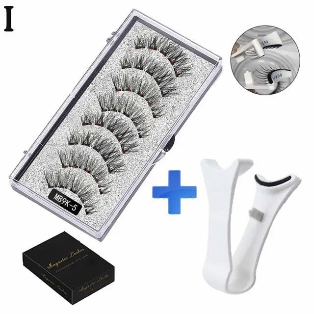 3D Natural Magnetic Eyelashes,With 5 Magnetic Lashes Shipping Box Eyelashes Handmade False Gift Reusable Support Drop Magne T6N2 - Merit Sell