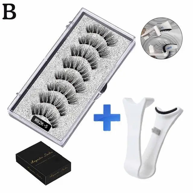 3D Natural Magnetic Eyelashes,With 5 Magnetic Lashes Shipping Box Eyelashes Handmade False Gift Reusable Support Drop Magne T6N2 - Merit Sell