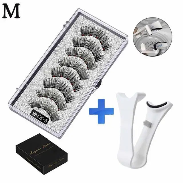 3D Natural Magnetic Eyelashes,With 5 Magnetic Lashes Shipping Box Eyelashes Handmade False Gift Reusable Support Drop Magne T6N2 - Merit Sell