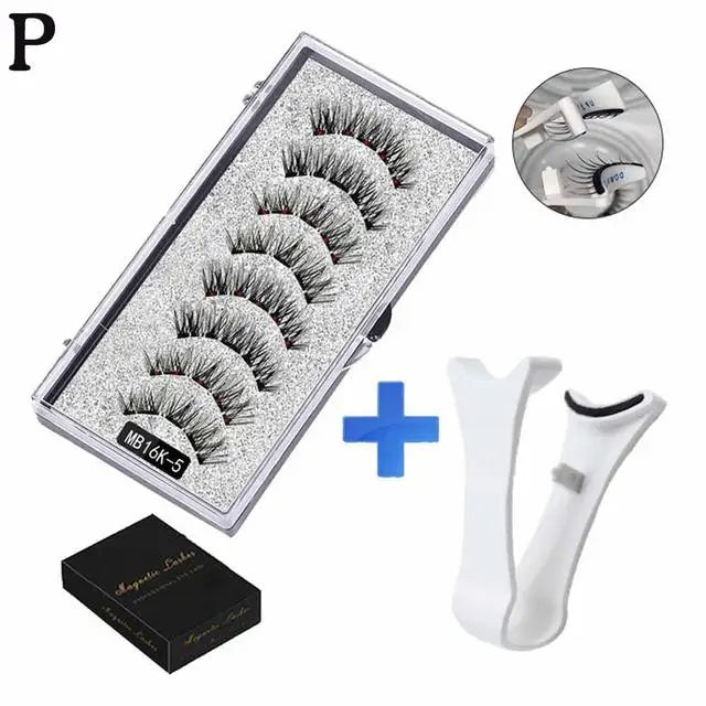 3D Natural Magnetic Eyelashes,With 5 Magnetic Lashes Shipping Box Eyelashes Handmade False Gift Reusable Support Drop Magne T6N2 - Merit Sell