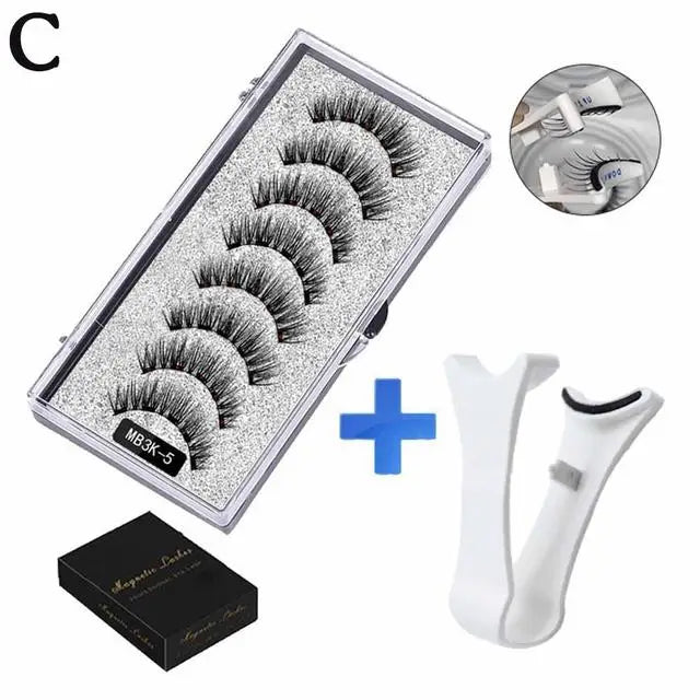 3D Natural Magnetic Eyelashes,With 5 Magnetic Lashes Shipping Box Eyelashes Handmade False Gift Reusable Support Drop Magne T6N2 - Merit Sell