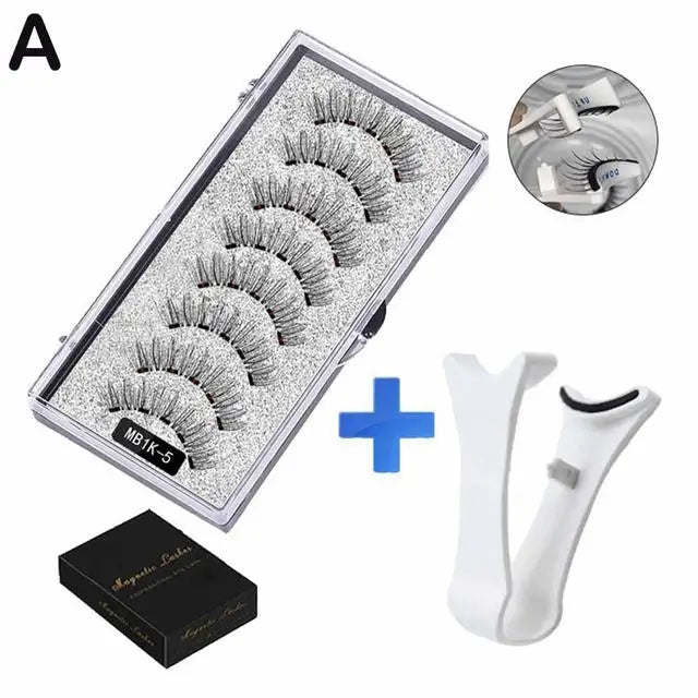 3D Natural Magnetic Eyelashes,With 5 Magnetic Lashes Shipping Box Eyelashes Handmade False Gift Reusable Support Drop Magne T6N2 - Merit Sell