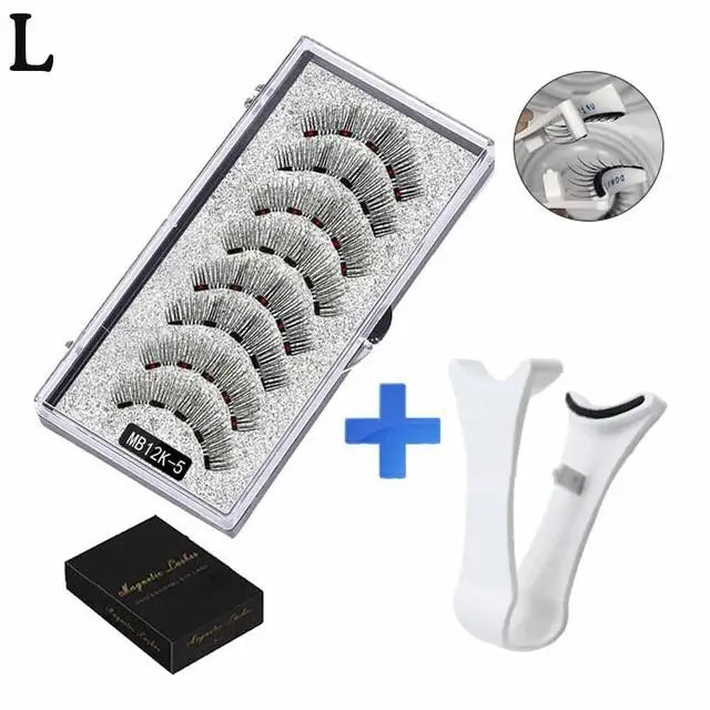 3D Natural Magnetic Eyelashes,With 5 Magnetic Lashes Shipping Box Eyelashes Handmade False Gift Reusable Support Drop Magne T6N2 - Merit Sell