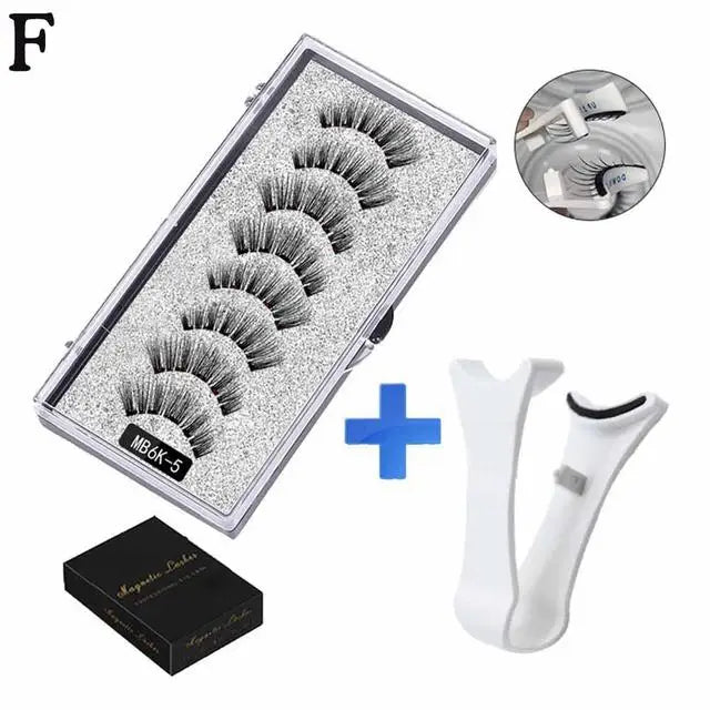 3D Natural Magnetic Eyelashes,With 5 Magnetic Lashes Shipping Box Eyelashes Handmade False Gift Reusable Support Drop Magne T6N2 - Merit Sell