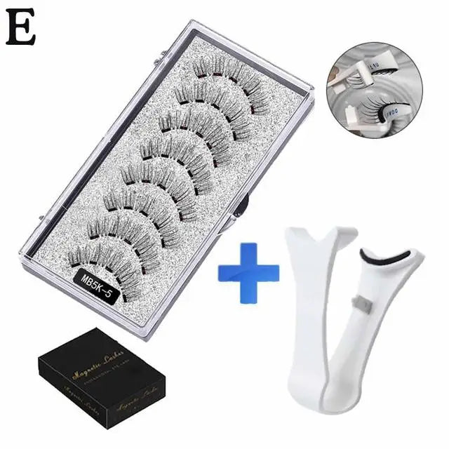 3D Natural Magnetic Eyelashes,With 5 Magnetic Lashes Shipping Box Eyelashes Handmade False Gift Reusable Support Drop Magne T6N2 - Merit Sell