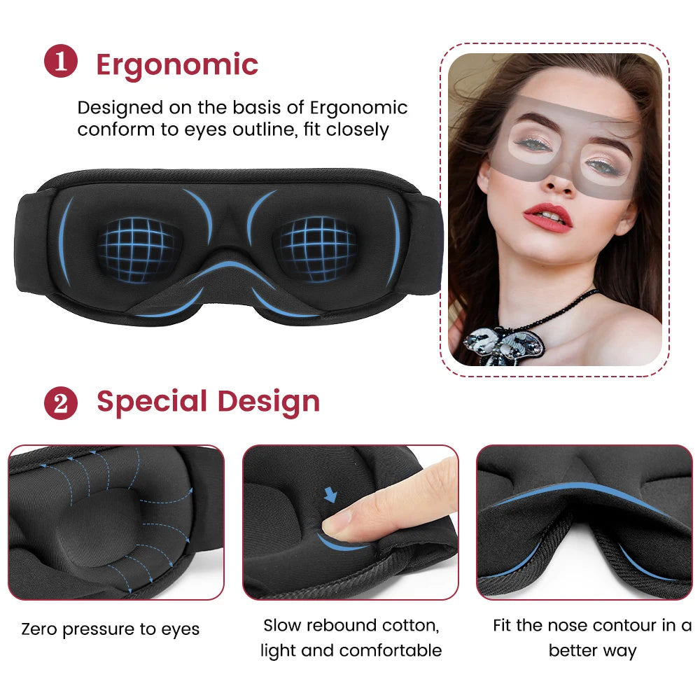 3D Sleeping Mask Block Out Light Sleep Mask For Eyes Soft Sleeping Aid Eye Mask for Travel Eyeshade Night Breathable Slaapmasker - Merit Sell