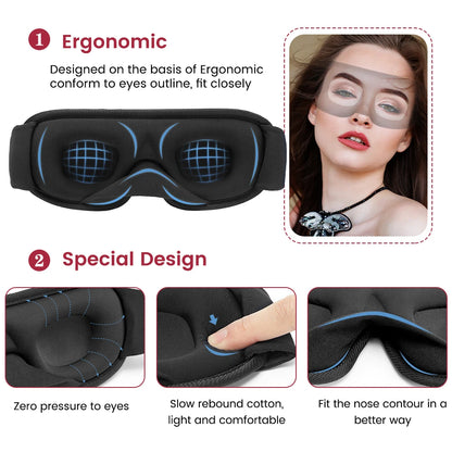 3D Sleeping Mask Block Out Light Sleep Mask For Eyes Soft Sleeping Aid Eye Mask for Travel Eyeshade Night Breathable Slaapmasker - Merit Sell
