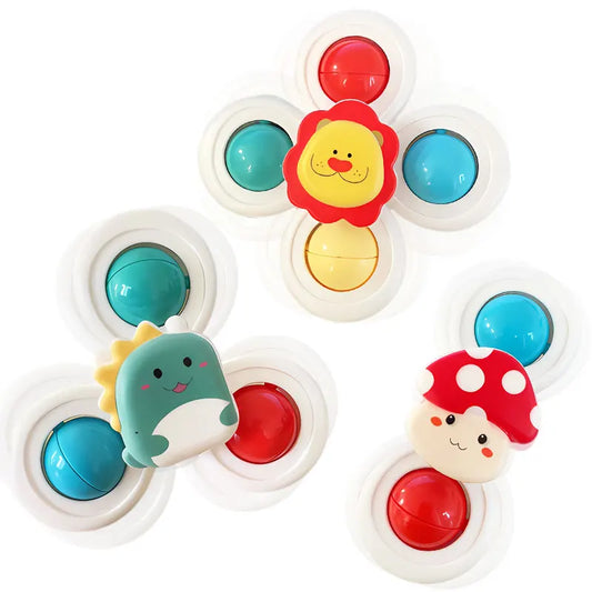 3PC Set Suction Cup Spinning Cartoon Animal Spinner Toys For Kids Window High Chair Tray Bath Table Travel for Children Gift - Merit Sell