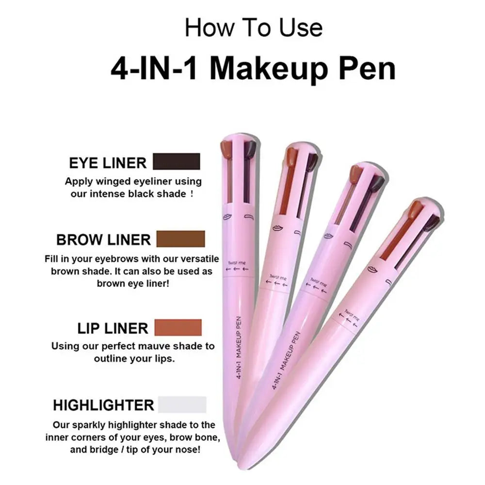 4 In 1 Makeup Pen Eyebrow Pencil Waterproof Drawing Eye Brow Long Lasting Easy Wear Eyeliner Eyebrow Pen Sweatproof Makeup Pen - Merit Sell