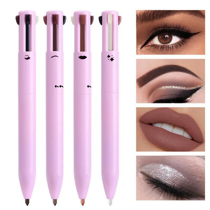 4-in-1 multi-functional lip liner, eyeliner and eyebrow pencil 4-color set - Merit Sell
