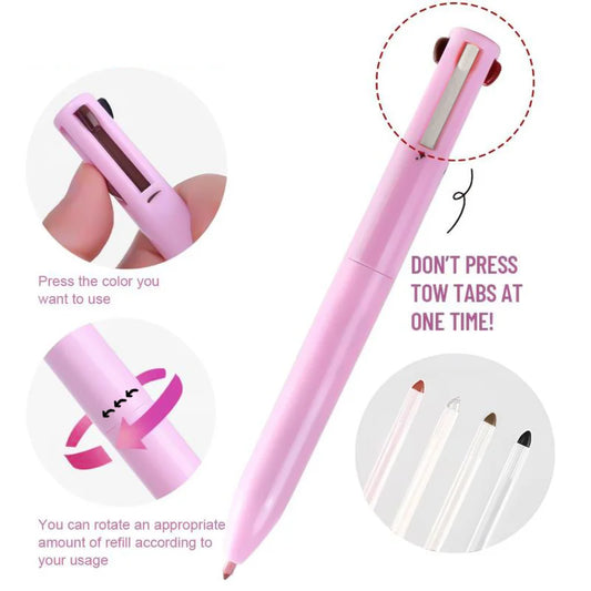 4-in-1 multi-functional lip liner, eyeliner and eyebrow pencil 4-color set - Merit Sell