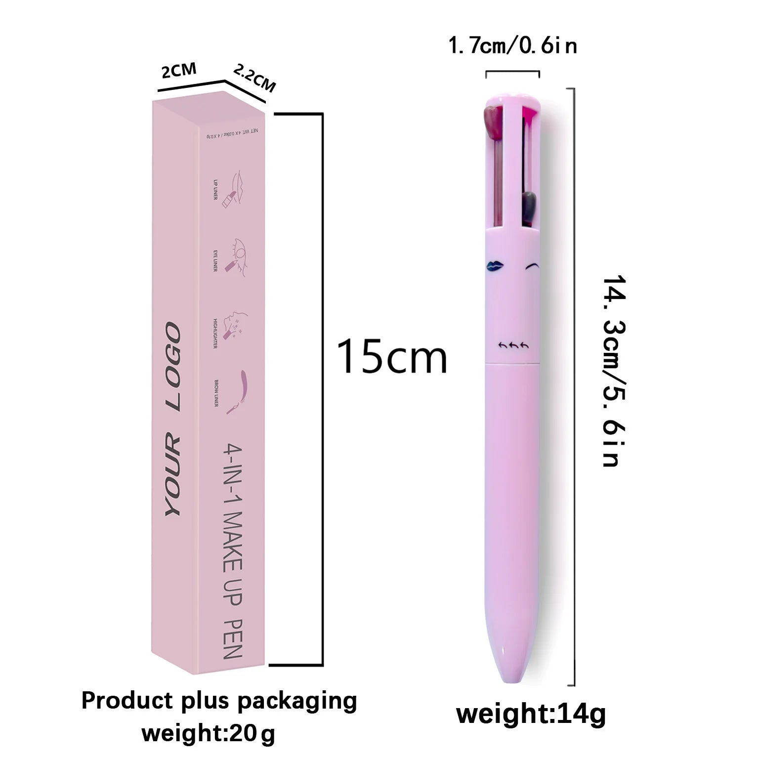 4-in-1 multi-functional lip liner, eyeliner and eyebrow pencil 4-color set - Merit Sell