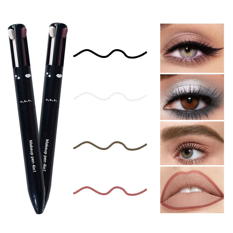 4-in-1 multi-functional lip liner, eyeliner and eyebrow pencil 4-color set - Merit Sell
