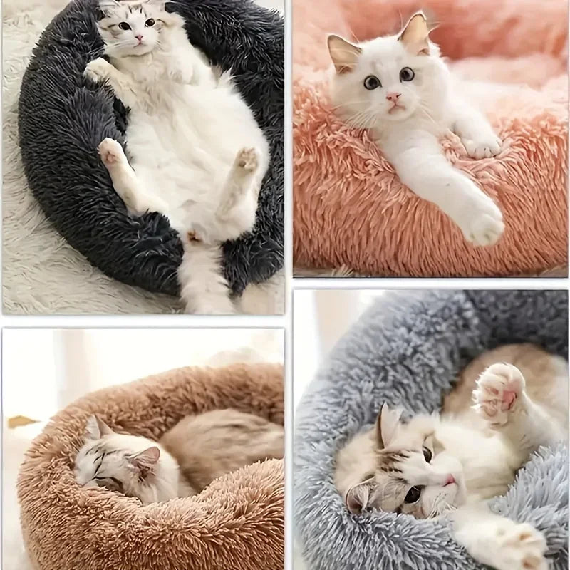 40-60cm Home Plush Pet Nest Super Soft Warm Detachable and Washable Round Pet Bed For Dog and Cat House Winter Warm Sleeping - Merit Sell