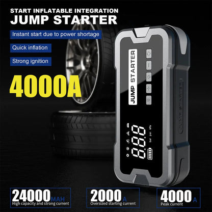 4000A Car Jump Starter Air Pump 25 Cylinder Inflatable Pump with Air Compressor Jumper Box 24000mAh Power Bank Battery Charger - Merit Sell