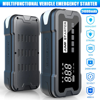 4000A Car Jump Starter Air Pump 25 Cylinder Inflatable Pump with Air Compressor Jumper Box 24000mAh Power Bank Battery Charger - Merit Sell