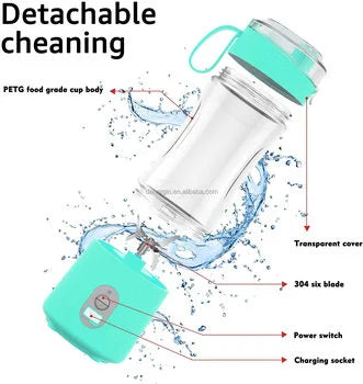 4000mAH 240W USB C RECAHRGE Portable Blender 350ml Spout Drink STRAP MINI SMOOTHIES JUICER 6PCS BLADES POWER BLENDER - Merit Sell