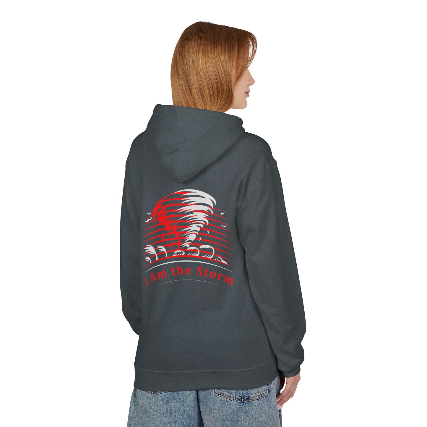 I Am the Storm Hoodie — Red Tornado Graphic Hoodie