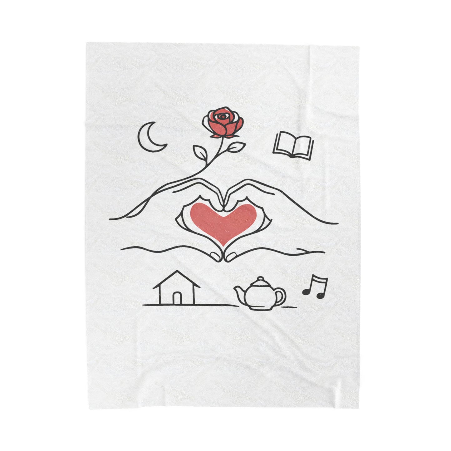Plush Blanket — Cozy Heart & Home Illustration Velveteen Throw