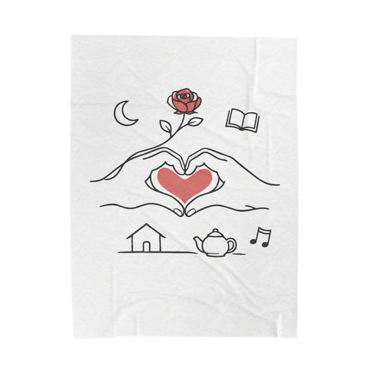 Plush Blanket — Cozy Heart & Home Illustration Velveteen Throw Merit Sell