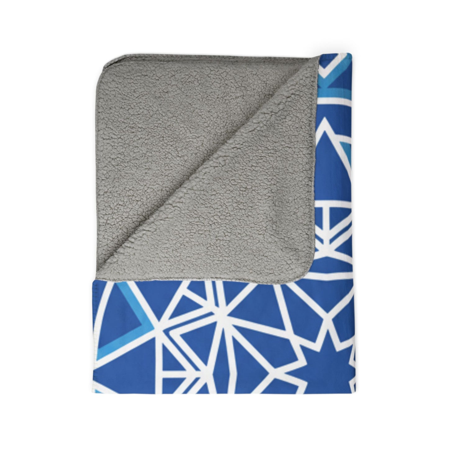 Mandala Blue Fleece Sherpa Blanket — Geometric Cozy Throw for Home, Meditation & Gifts
