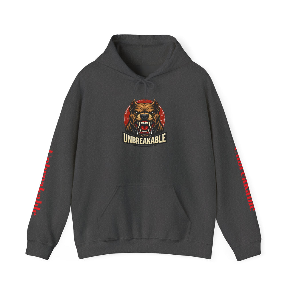 Unbreakable Dog Hoodie — Graphic Pullover with Roaring Dog Design
