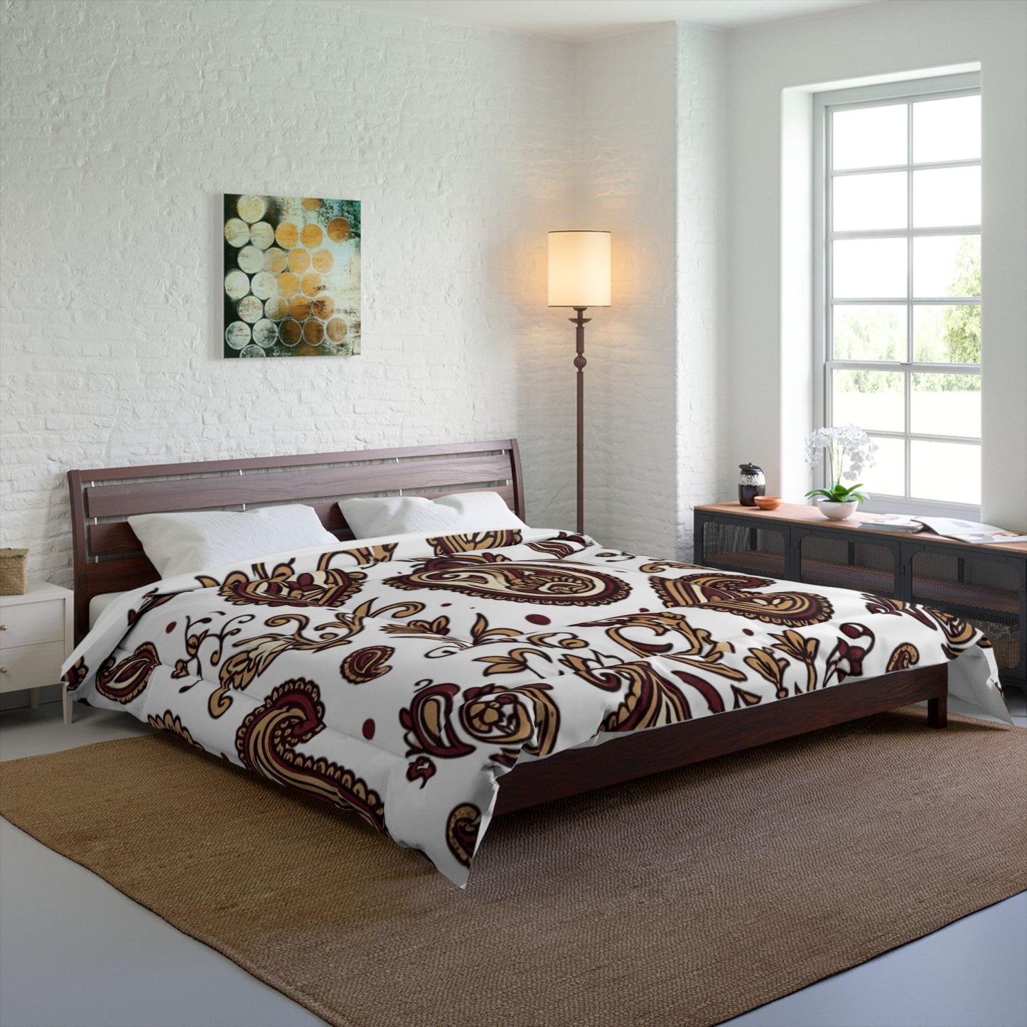 Brown Paisley Comforter — Vintage Floral Boho Bedding