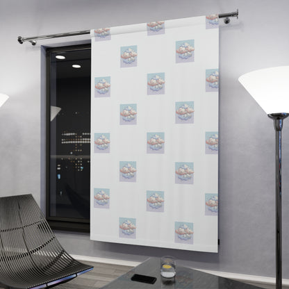 Cloudy Dreams Window Curtain – Pastel Cloud Pattern Single Panel