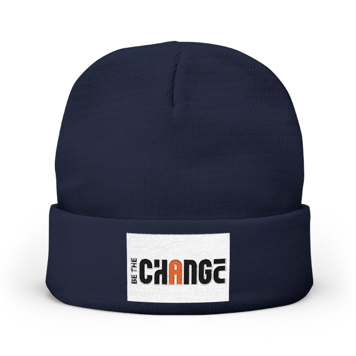 Embroidered 'Change' Knit Beanie — Minimalist Activist Winter Hat