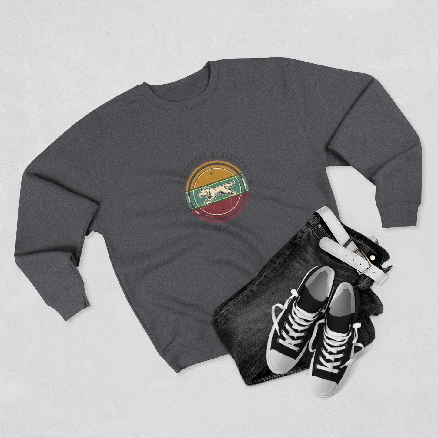 Vintage Surf Crewneck Sweatshirt — "Old School Athletics" Graphic