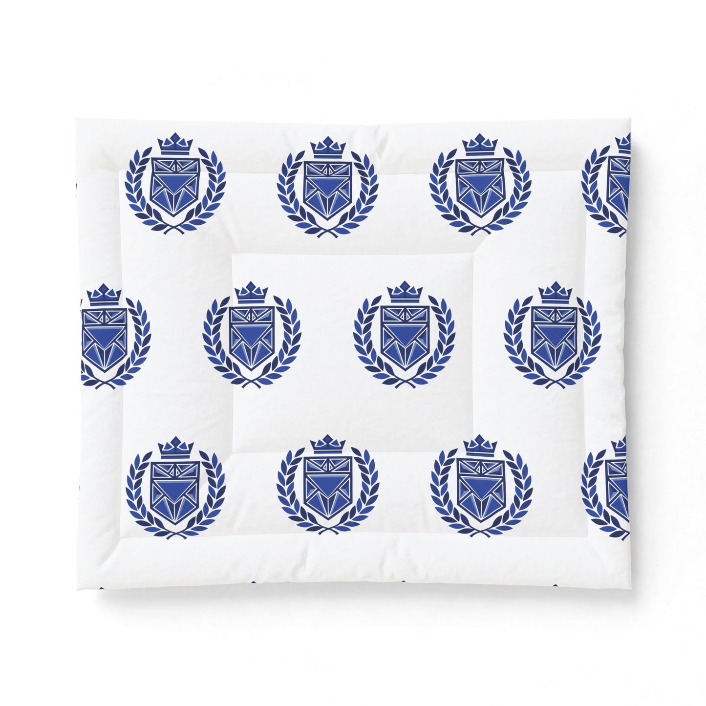 Blue Heraldic Crest Cotton Comforter — Classic Laurel & Crown Bedding