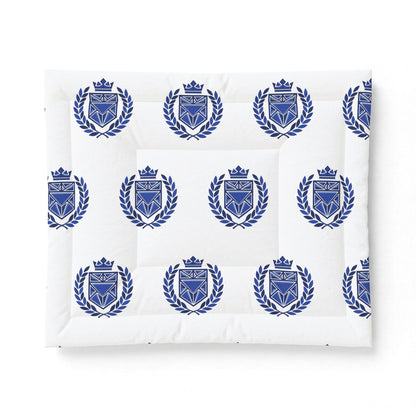 Blue Heraldic Crest Cotton Comforter — Classic Laurel & Crown Bedding