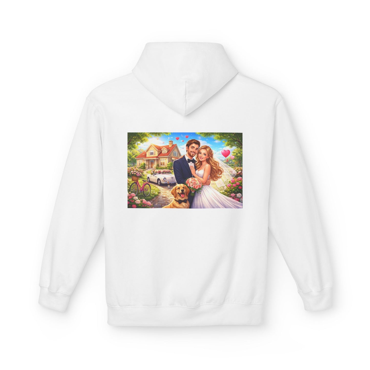 Wedding Couple Hoodie — Romantic Bride & Groom Portrait Pullover