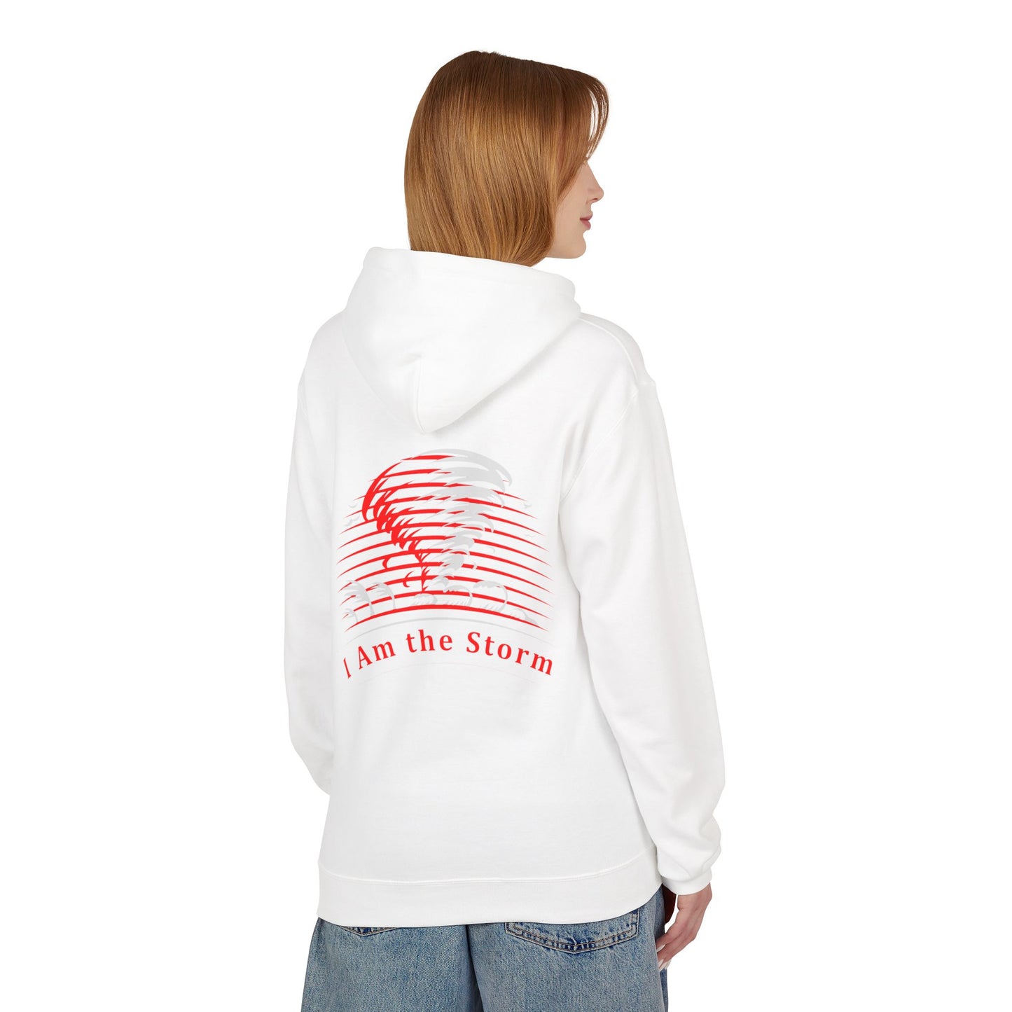 I Am the Storm Hoodie — Red Tornado Graphic Hoodie