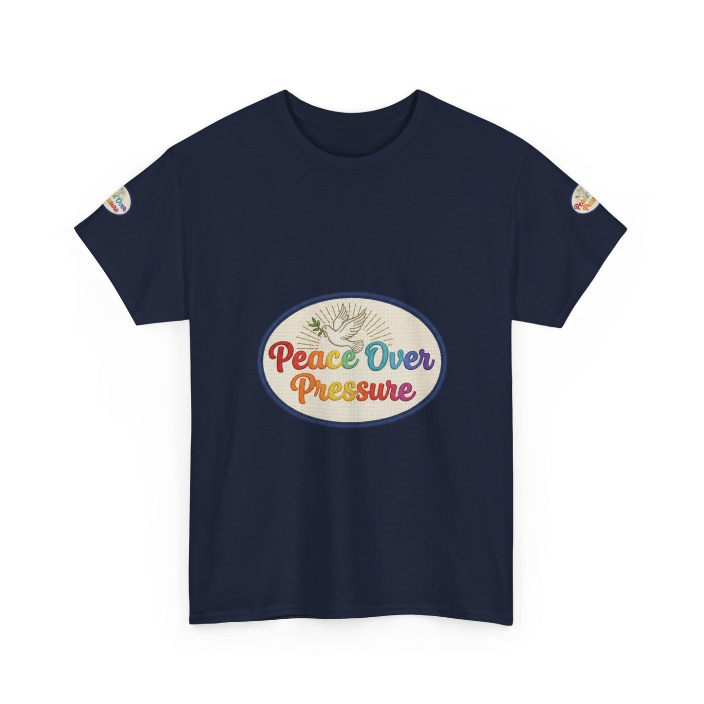 Peace Over Pressure T-Shirt — Retro Rainbow Dove Tee
