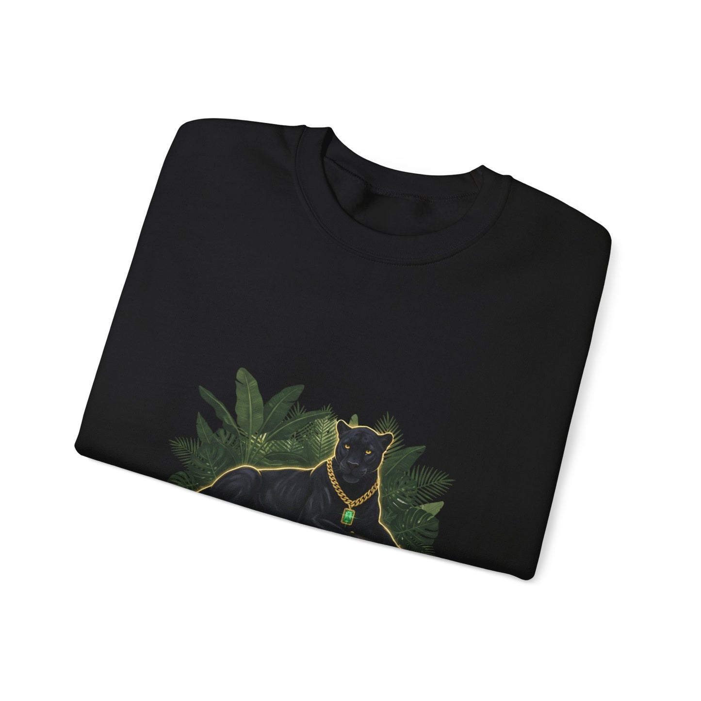 Panther Royale Crewneck Sweatshirt — "Night Royalty" Black Cat Graphic