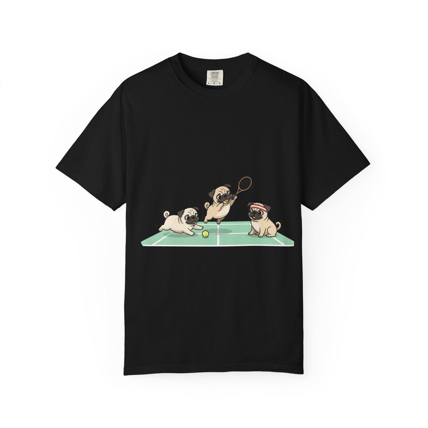 Pug Tennis T-Shirt — Cute Pugs Playing Tennis Graphic Tee
