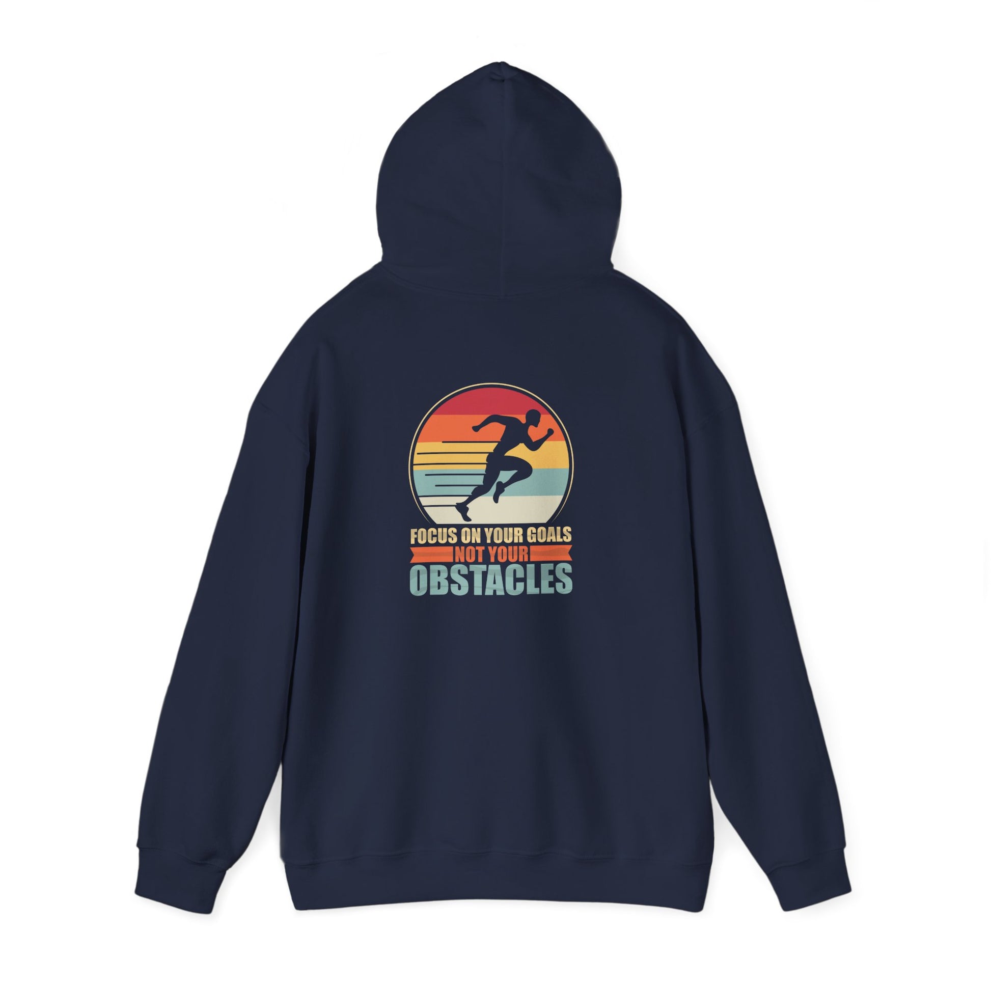 Motivational Hoodie — "Focus On Your Goals Not Your Obstacles" Retro Runner - Merit Sell