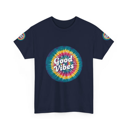 Good Vibes Tie-Dye Tee — Retro Rainbow Graphic T-Shirt