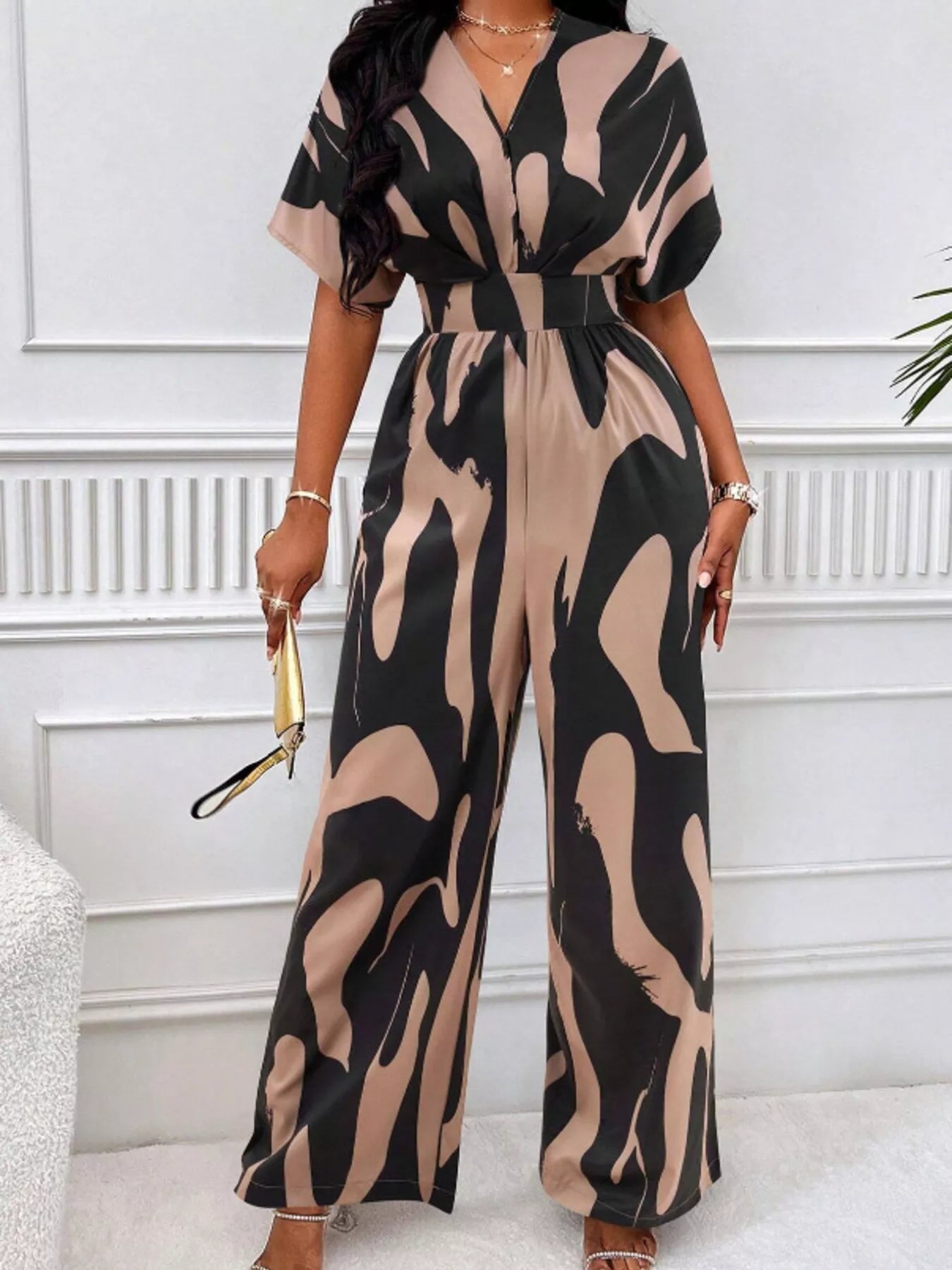 Abstract Print Wide-Leg Jumpsuit - Merit Sell