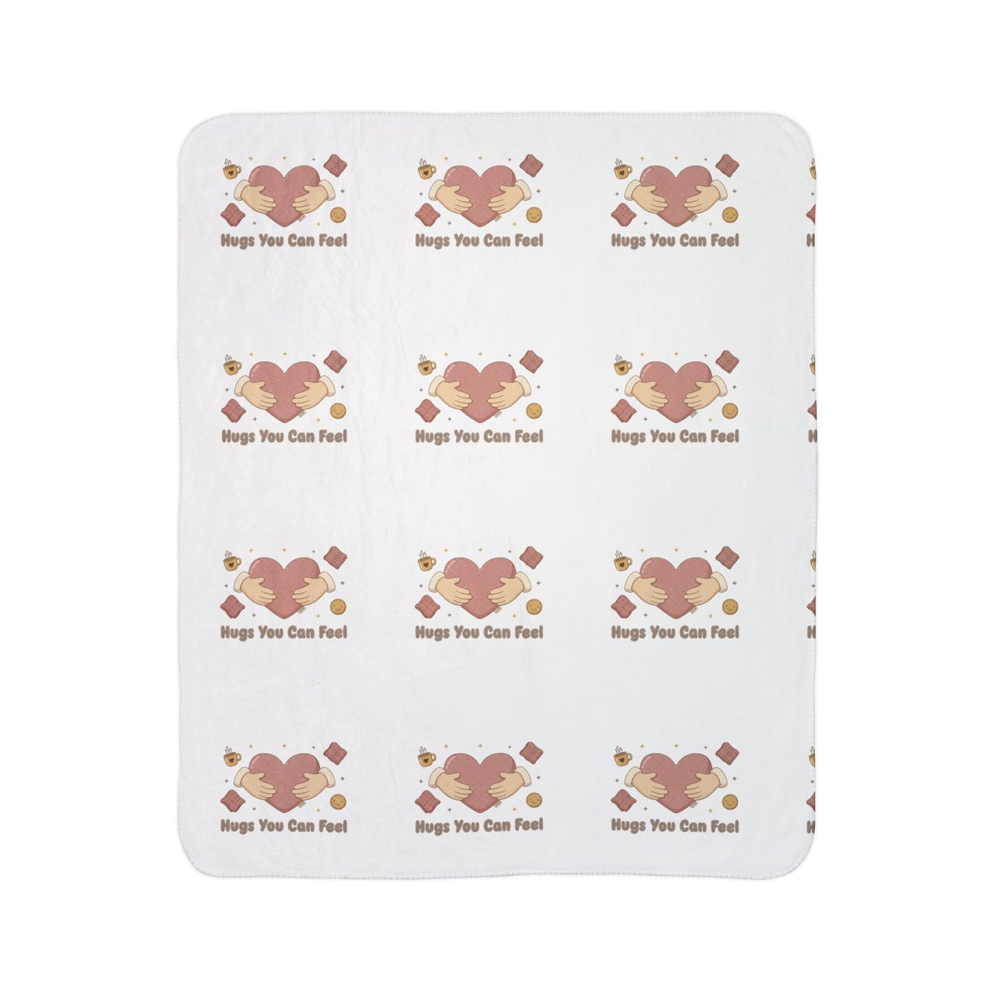 Hugs You Can Feel Sherpa Blanket — Cozy Heart Pattern Plush Throw