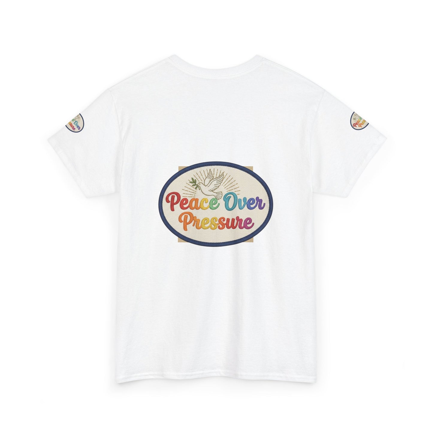 Peace Over Pressure T-Shirt — Retro Rainbow Dove Tee