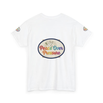 Peace Over Pressure T-Shirt — Retro Rainbow Dove Tee