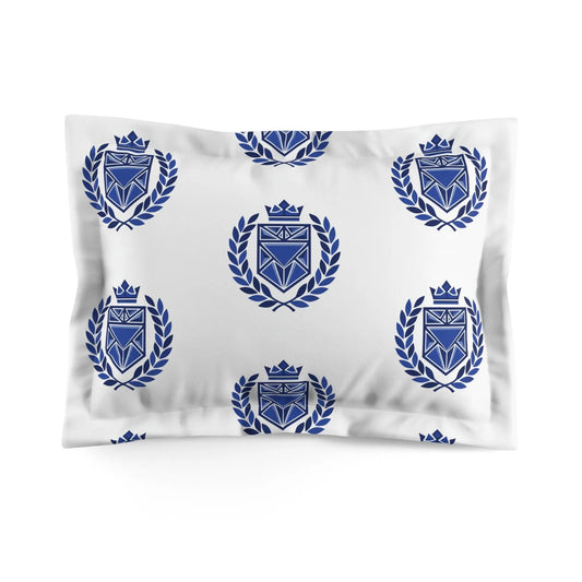 Royal Crest Microfiber Pillow Sham  Blue Laurel Emblem Decorative Pillowcase