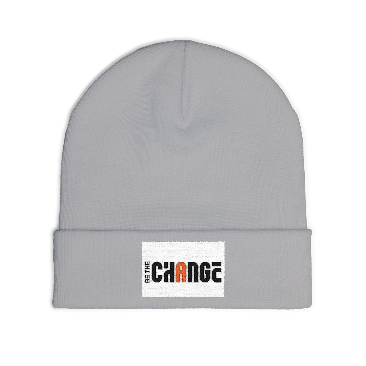 Embroidered 'Change' Knit Beanie — Minimalist Activist Winter Hat