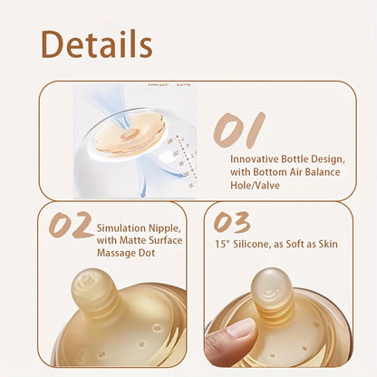 4oz,8oz High Borosilicate Glass Baby Bottles, Wide-Neck Feeding Bottle with Bottom Air Balance Hole/Valve, Glass Milk Bottle - Merit Sell