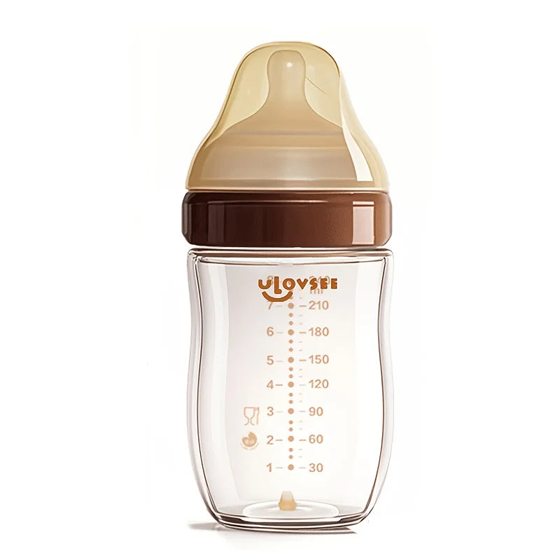 4oz,8oz High Borosilicate Glass Baby Bottles, Wide-Neck Feeding Bottle with Bottom Air Balance Hole/Valve, Glass Milk Bottle - Merit Sell