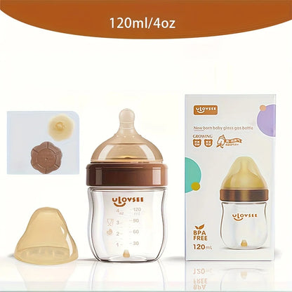 4oz,8oz High Borosilicate Glass Baby Bottles, Wide-Neck Feeding Bottle with Bottom Air Balance Hole/Valve, Glass Milk Bottle - Merit Sell